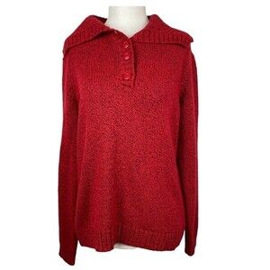 Karen Scott Sweater Womens Small Red Pullover Casual Long Sleeve Collared Ladies